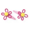 Barrettes pour fille avec fleurs en fuchsia et jaune