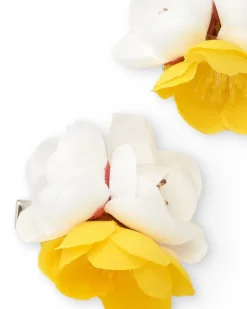 Barrettes pour fille avec pétales blancs et jaunes