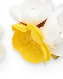 Barrettes pour fille avec pétales blancs et jaunes