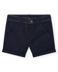 Bermuda bleu marine pour garçon avec ourlet retroussé