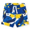 Bermuda bleu pour garçon avec imprimé jaune et blanc