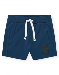 Bermuda bleue pour garçon avec taille ajustable et imprimé