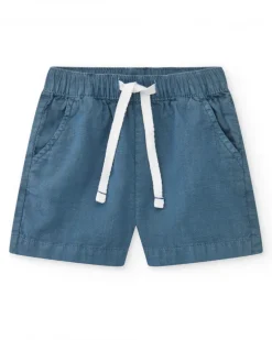 Bermuda bleue pour garçon avec taille ajustable et poches