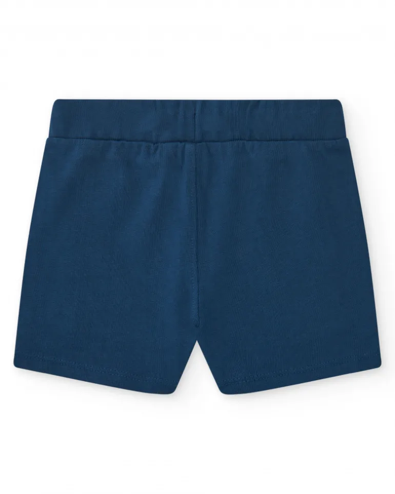 Bermuda bleue pour garçon avec taille ajustable et imprimé