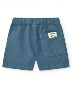 Bermuda bleue pour garçon avec taille ajustable et poches