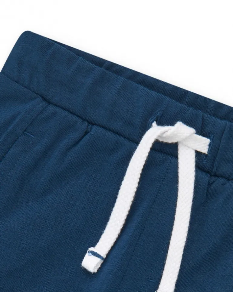 Bermuda bleue pour garçon avec taille ajustable et imprimé