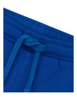 Bermuda bleue pour garçon avec taille ajustable et écusson brodé