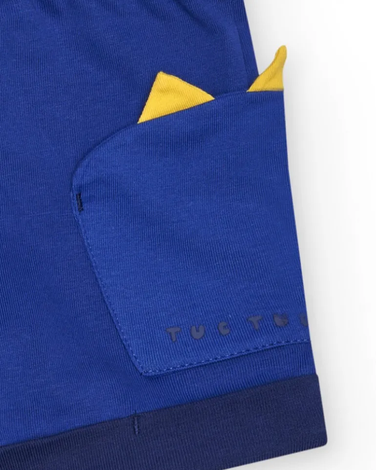 Bermuda bleue pour garçon avec cordon jaune