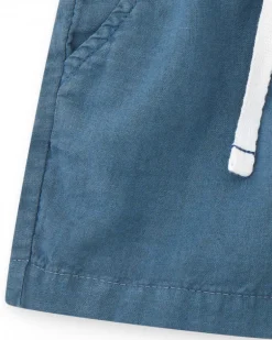 Bermuda bleue pour garçon avec taille ajustable et poches