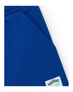 Bermuda bleue pour garçon avec taille ajustable et écusson brodé