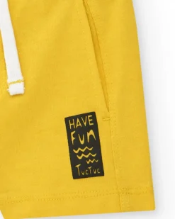 Bermuda jaune pour garçon avec cordon ajustable et poches
