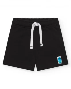 Bermuda noire pour garçon avec cordon blanc ajustable