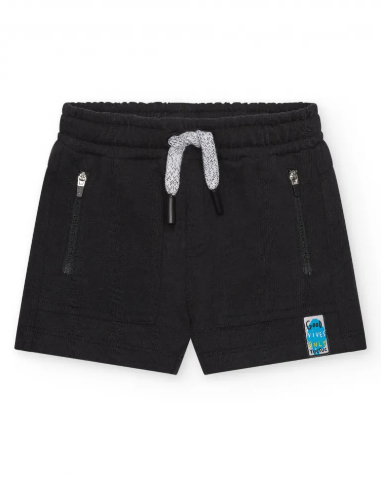 Bermuda noire pour garçon avec taille ajustable