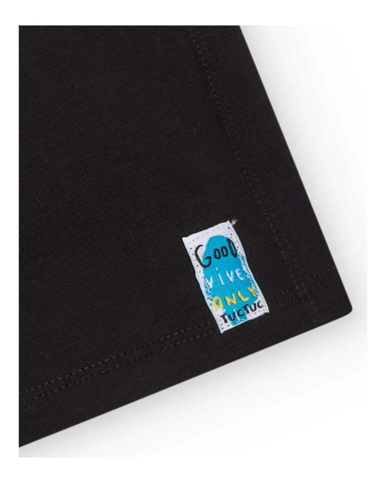 Bermuda noire pour garçon avec cordon blanc ajustable