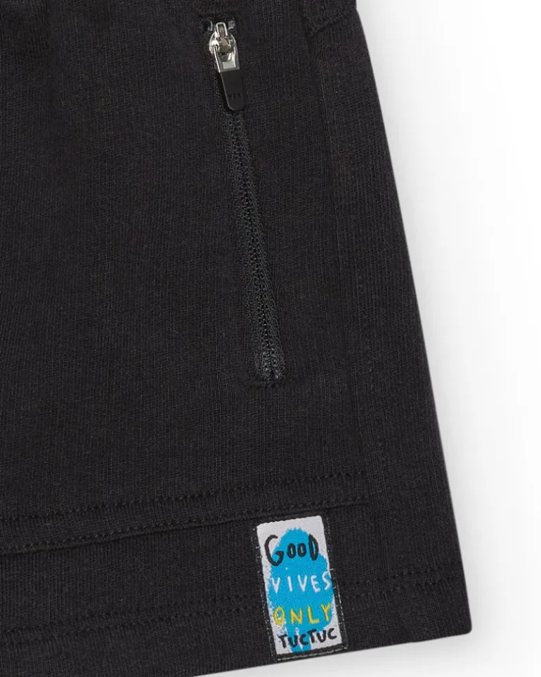 Bermuda noire pour garçon avec taille ajustable