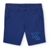 Bermuda para niño en azul con estampado de palmera