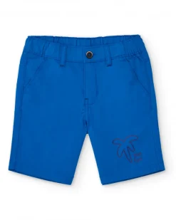 Bermuda para niño en azul eléctrico con estampado de palmera