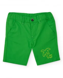 Bermuda para niño en verde con estampado de palmera