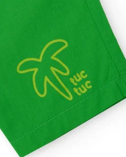 Bermuda para niño en verde con estampado de palmera