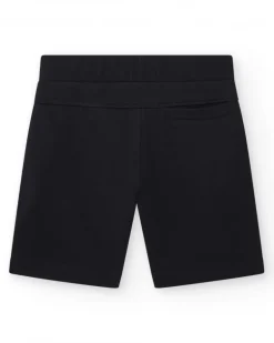 Bermuda pour garçon en noir avec poche latérale et cordon de serrage.