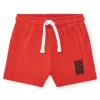 Bermuda rouge pour garçon avec poches et cordon blanc