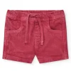 Bermuda rouge pour garçon avec effet délavé et taille ajustable