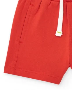Bermuda rouge pour garçon avec poches et cordon blanc