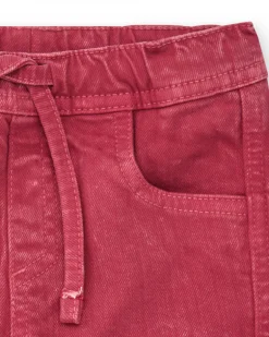 Bermuda rouge pour garçon avec effet délavé et taille ajustable