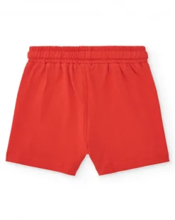 Bermuda rouge pour garçon avec poches et cordon blanc