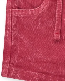 Bermuda rouge pour garçon avec effet délavé et taille ajustable