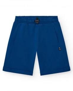 Bermudas pour garçon en bleu marine avec taille ajustable et poches.