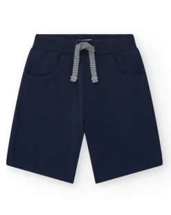 Bermudas pour garçon en bleu marine avec taille ajustable et poches