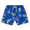 Bermudas pour garçon en bleu avec taille élastique et imprimé skate.