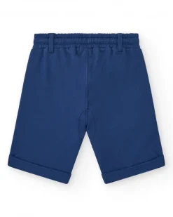 Bermudas pour garçon en bleu marine avec poches et taille élastique.