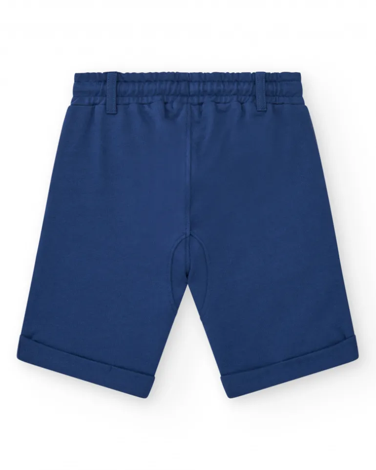 Bermudas pour garçon en bleu marine avec poches et taille élastique.