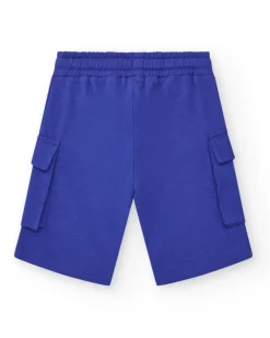 Bermudas pour garçon en bleu avec poches et taille élastique.