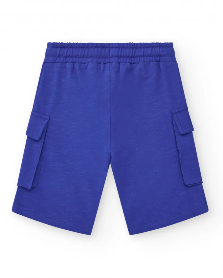 Bermudas pour garçon en bleu avec poches et taille élastique.