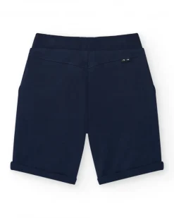 Bermudas pour garçon en bleu avec taille ajustable et poches.