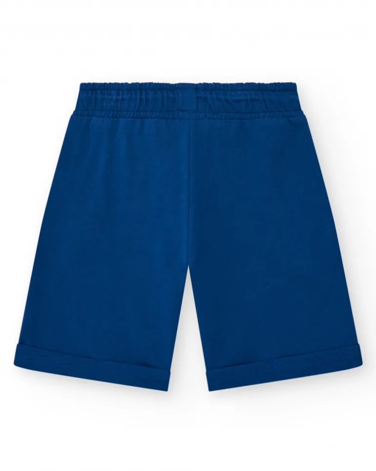 Bermudas pour garçon en bleu marine avec taille ajustable et poches.