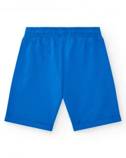 Bermudas pour garçon en bleu avec taille ajustable et poches.