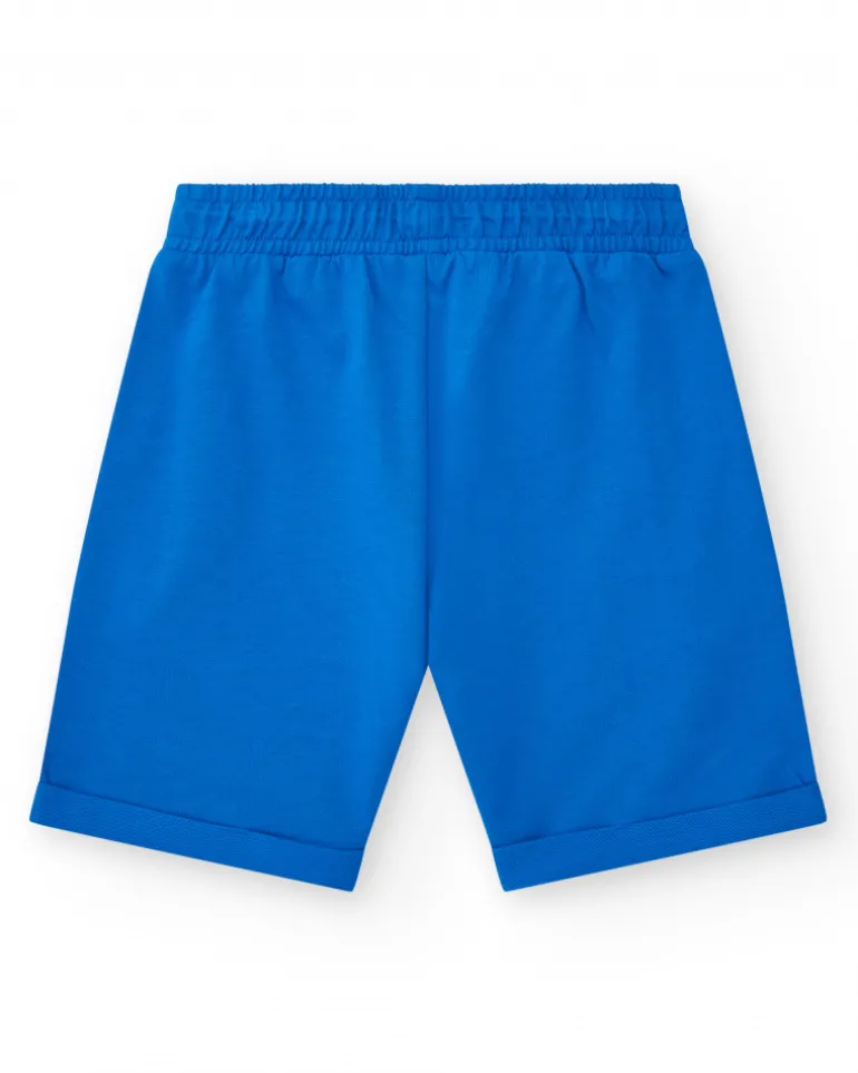 Bermudas pour garçon en bleu avec taille ajustable et poches.