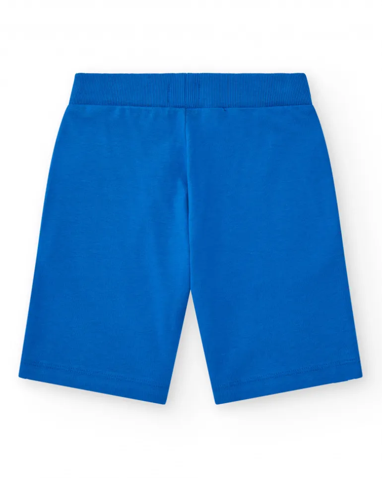 Bermudas pour garçon en bleu avec taille ajustable et poches.
