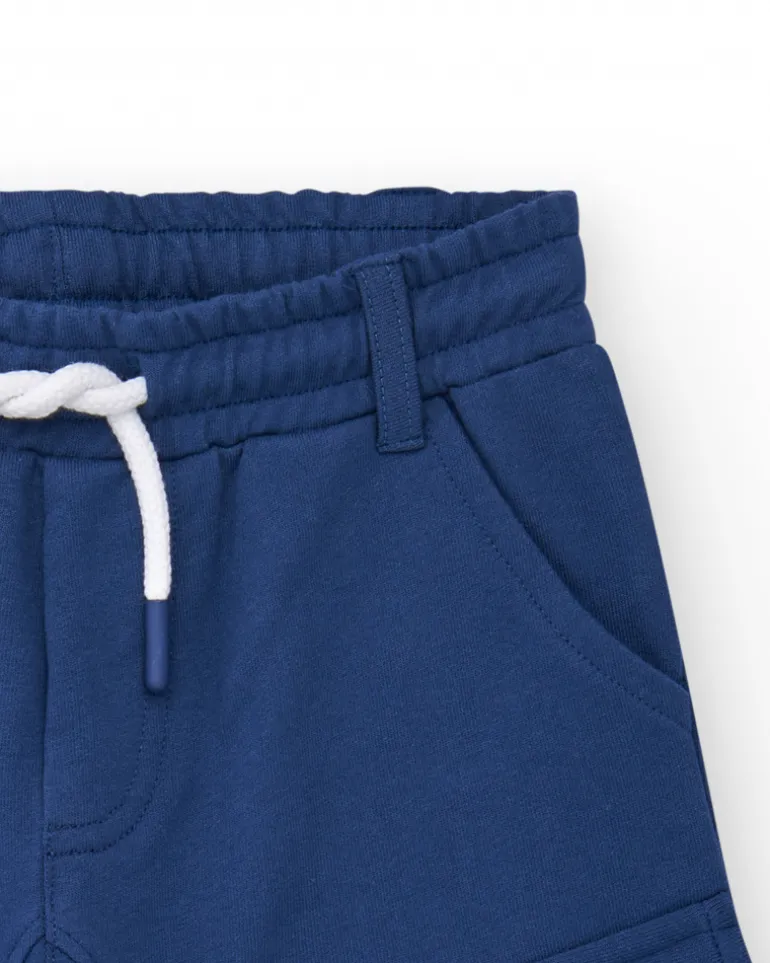 Bermudas pour garçon en bleu marine avec poches et taille élastique.