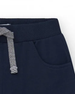 Bermudas pour garçon en bleu marine avec taille ajustable et poches