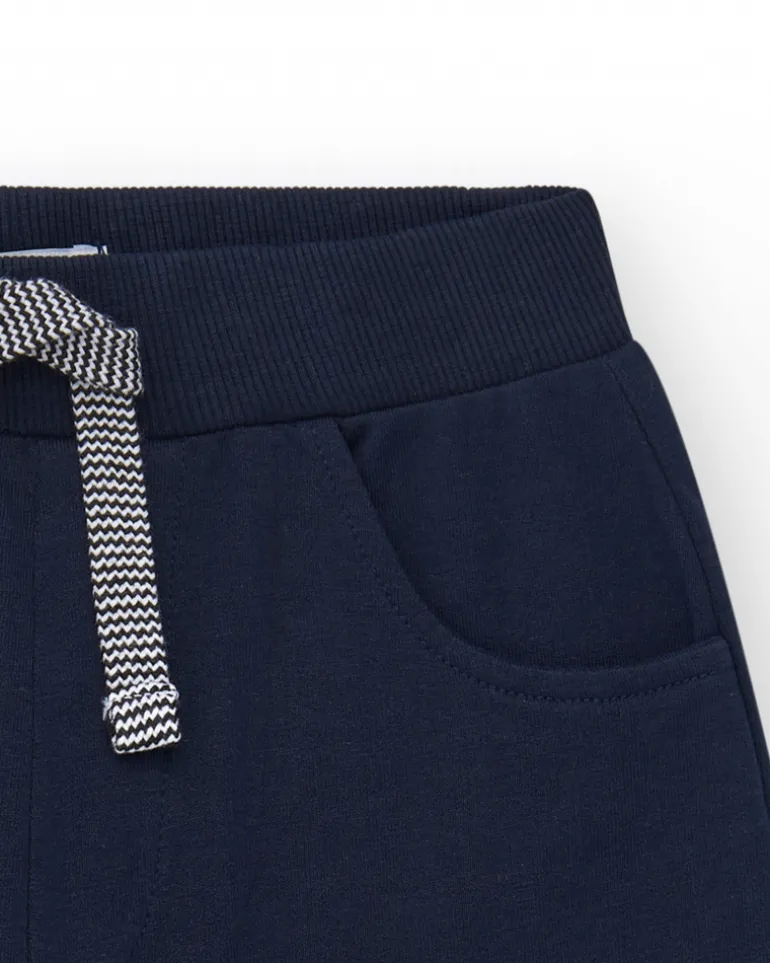 Bermudas pour garçon en bleu marine avec taille ajustable et poches