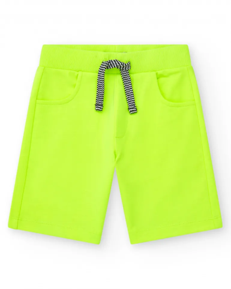Bermudas pour garçon en jaune avec taille ajustable et poches