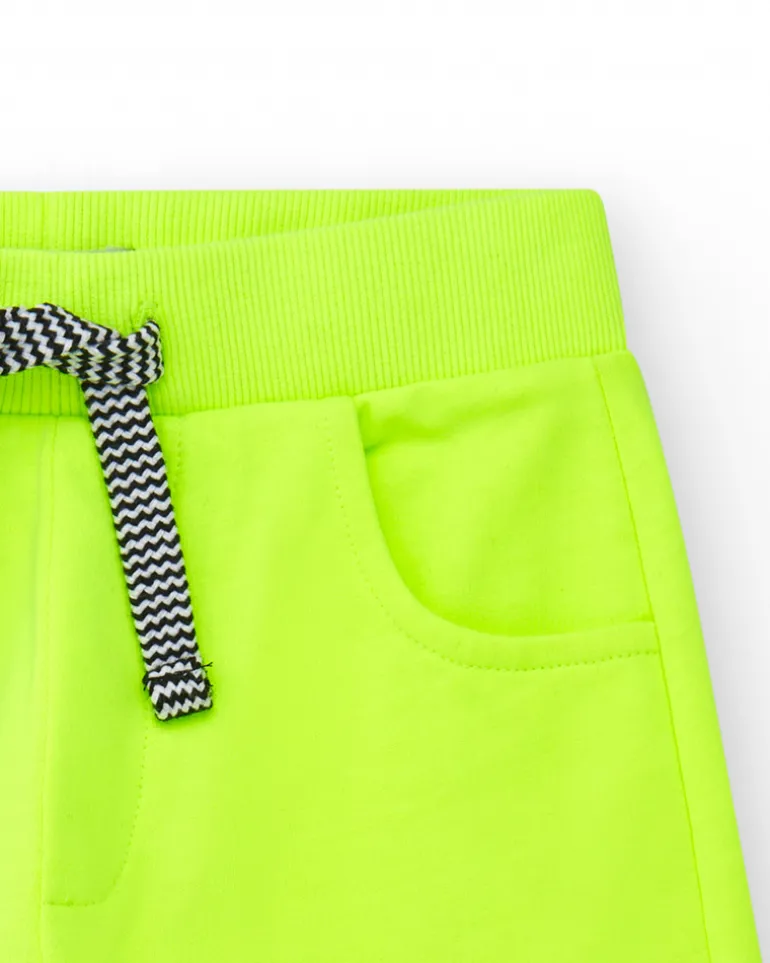 Bermudas pour garçon en jaune avec taille ajustable et poches