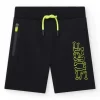 Bermudas pour garçon en noir avec taille élastique et poche latérale