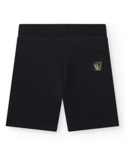 Bermudas pour garçon en noir avec taille élastique et poche latérale