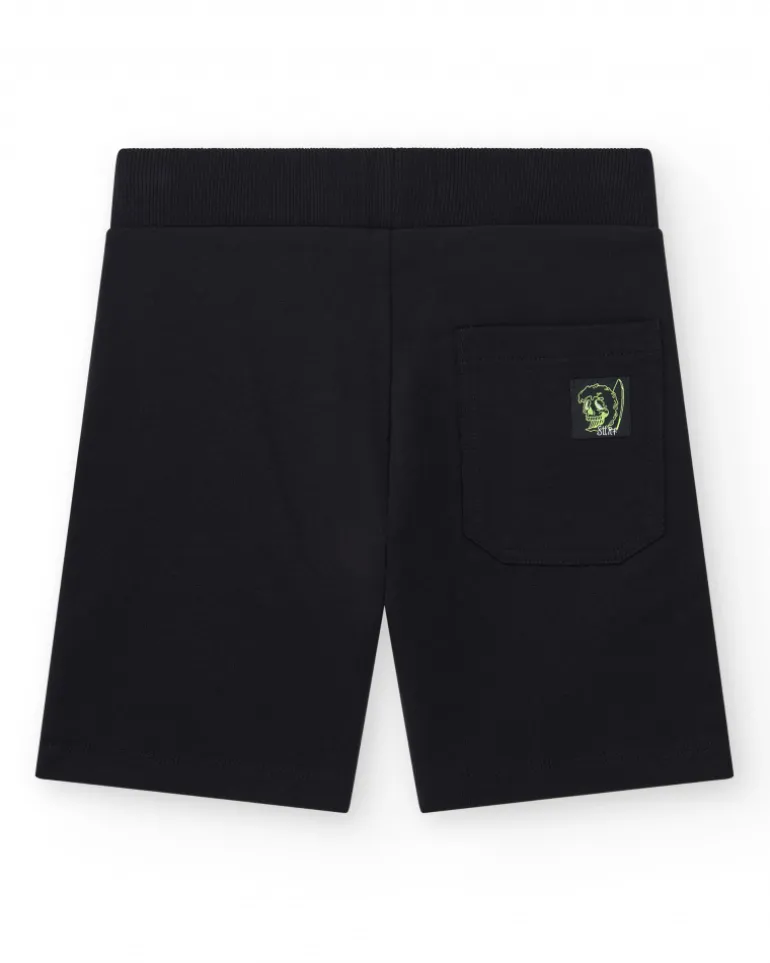 Bermudas pour garçon en noir avec taille élastique et poche latérale